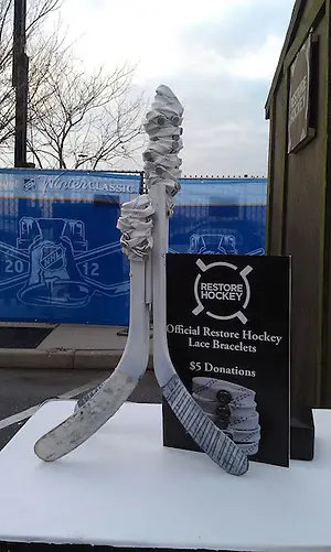 Restore Hockey's booth at the 2012 Winter Classic in Philadelphia included a bracelet sale to raise funds. (Submitted photo)