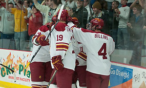 Photo By: Ferris State Athletics Ferris State celebrates a goal (Ferris State Athletics)