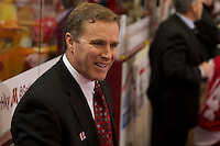 3 Mar 12:  Wisconsin Head Coach Mike Eaves.  The University of Minnesota Golden Gophers host the University of Wisconsin Badgers in a WCHA matchup at Mariucci Arena in Minneapolis, MN. (Jim Rosvold)