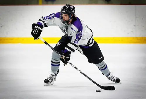 Michael Krieg during a men's hockey game against St. Mary's January 21, 2012 at the St. Thomas Ice Arena. St. Thomas won the game 4-2. (Mike Ekern/University of St. Thomas)