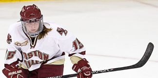 Emily Field (BC - 15) - The visiting Boston University Terriers defeated the Boston College Eagles 4-1 on Wednesday, November 2, 2011, at Kelley Rink in Conte Forum in Chestnut Hill, Massachusetts. (Melissa Wade)