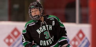 (Michelle Karvinen-3 North Dakota)26 Jan. 13 St. Cloud State University hosts The University of North Dakota in a WCHA match-up at the National Hockey and Event Center in St. Cloud,MN (BRADLEY K. OLSON)