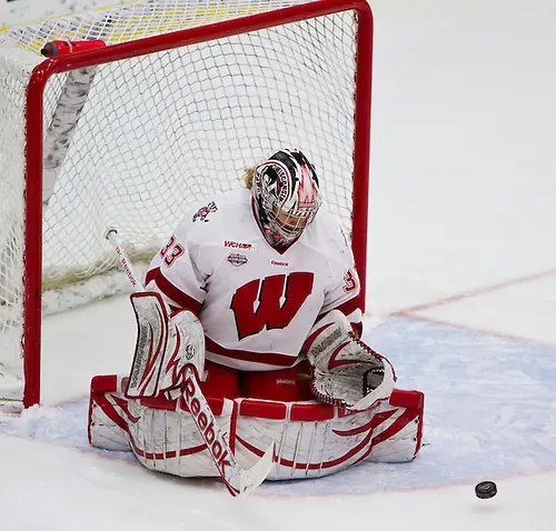 12 Jan 13: Alex Rigsby (Wisconsin - 33) The University of Wisconsin Badgers host the Ohio State Buckeyes at La Bahn Arena in Madison, WI. (Dan Sanger)