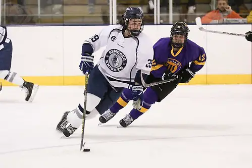 Geneseo's Arthur Gordon scored two first-period goals that held up in the Knights' 2-1 win over Williams in NCAA quarterfinal action on Saturday night. (Keith Walters)