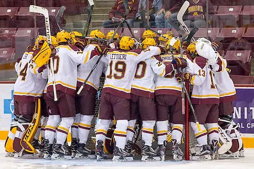 14 Oct 16:  The University of Minnesota Golden Gophers host the USA Hockey National Team Development Program in an exhibition matchup at the Mariucci Arena in Minneapolis, MN. (Jim Rosvold/University of Minnesota)