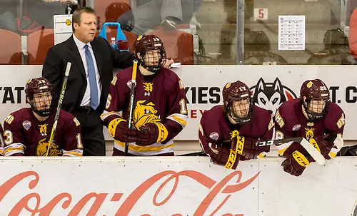Photo By: Bradley K. Olson 16 November 05 University of Minnesota Duluth and St. Cloud State University meet in a NCHC conference contest at Herb Brooks National Hockey Center (Bradley K. Olson)