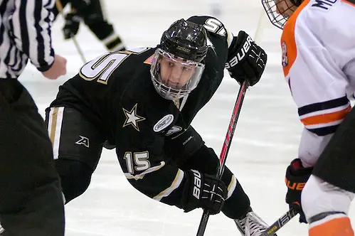 Clint Carlisle (Army, 15) - RIT defeated Army 4-3 on Jan 18, 2014 in Rochester, NY (Omar Phillips)