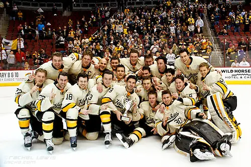2016Jan10: After a skating to a 1-1 OT, the Michigan Tech Huskies beat the Yale Bulldogs in a shootout to win the inaugural Desert Hockey Classic at Gila River Arena in Glendale, AZ. 2016Jan10: After a skating to a 1-1 OT, the Michigan Tech Huskies beat the Yale Bulldogs in a shootout to win the inaugural Desert Hockey Classic at Gila River Arena in Glendale, AZ. (©Rachel Lewis)