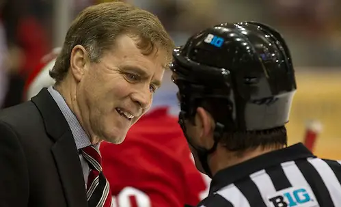 11 Mar 16:  Mike Eaves (Wisconsin - Head Coach). The University of Minnesota Golden Gophers host the University of Wisconsin Badgers in a B1G Conference matchup at Mariucci Arena in Minneapolis, MN (Jim Rosvold/University of Minnesota)