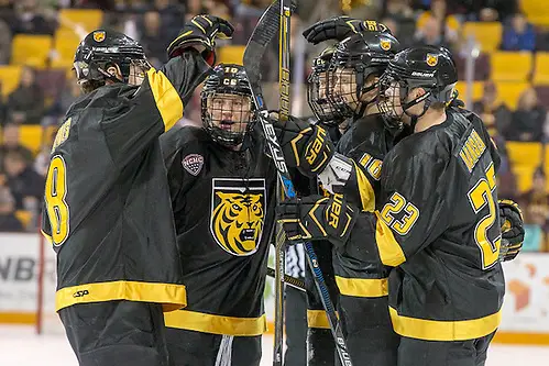 7 Jan 17:  The University of Minnesota Duluth Bulldogs host the Colorado College Tigers in an NCHC match up at Amsoil Arena in Duluth, MN. (Jim Rosvold)