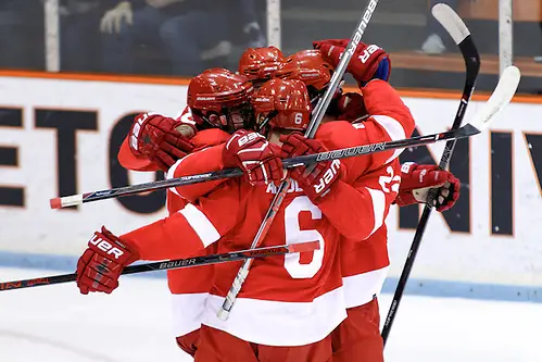 Cornell celebrates a goal by Jeff Malott  (Cornell - 22). ((c) Shelley M. Szwast 2016)