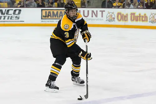 Photo By: Jim Rosvold/USCHO.com 01 Oct 16: Matt Roy (Michigan Tech - 3). The University of Minnesota Duluth Bulldogs host the Michigan Technological University Huskies in a non-conference matchup at Amsoil Arena in Duluth, MN. (Jim Rosvold/USCHO.com)