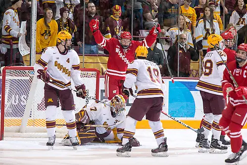 25 Feb 17:  Trent Frederic.  (Wisconsin - 34).  The University of Minnesota Golden Gophers host the University of Wisconsin Badgers in a B1G Conference matchup at Mariucci Arena in Minneapolis, MN (Jim Rosvold/University of Minnesota)