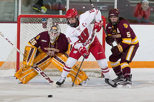 5 Mar 17:  The University of Wisconsin Badgers play against the University of Minnesota Duluth Bulldogs in the 2017 WCHA Final Face-Off Championship Game at Ridder Arena in Minneapolis, MN. (Jim Rosvold)