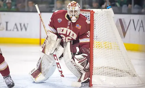 Photo By: Bradley K. Olson Tanner Jaillet (Denver-36) 16 November 11 Denver University and University of North Dakota meet in a NCHC conference contest at Ralph Engelstad Arena (Bradley K. Olson)