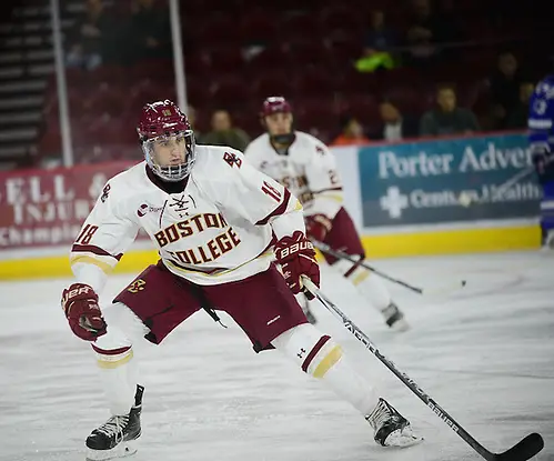 Colin White of Boston College, Air Force vs. Boston College 10-7-16, Icebreaker Tournament, Magness Arena, Denver, Colorado. (Candace Horgan)