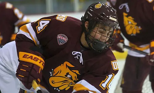 Alex Iafallo Colorado College vs. Minnesota Duluth at World Arena (Candace Horgan)