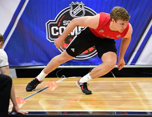 Photo By: Tim Brule Joshua Norris, an incoming Michigan commit, takes part in the 2017 NHL Combine earlier this month in Buffalo (photo: Hickling Images)