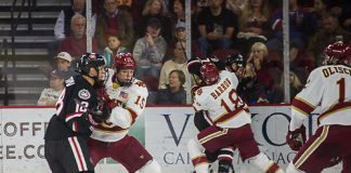 St. Cloud State at Denver, Magness Arena, 11/11/17. (Candace Horgan)