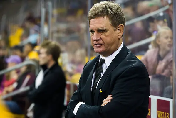 01 Oct 16: Mel Pearson (Michigan Tech - Head Coach). The University of Minnesota Duluth Bulldogs host the Michigan Technological University Huskies in a non-conference matchup at Amsoil Arena in Duluth, MN. (Jim Rosvold/USCHO.com)