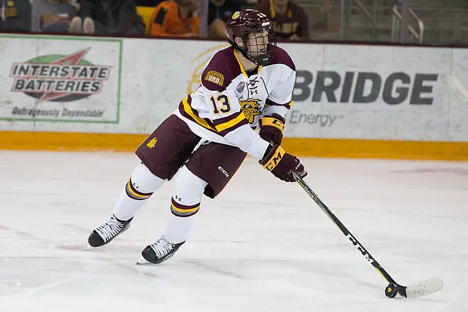 6 Oct 17: Joey Anderson (Minnesota Duluth - 13). The University of Minnesota Duluth Bulldogs host the University of Minnesota Golden Gophers in the 2017 Icebreaker Tournament at Amsoil Arena in Duluth, MN. (Jim Rosvold/USCHO.com)