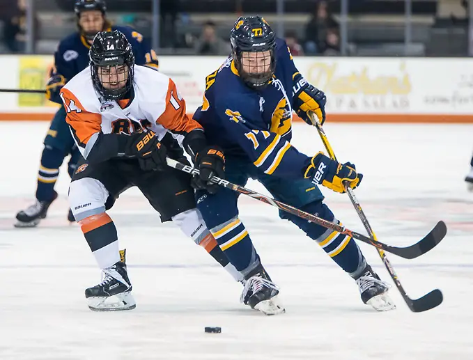Photo By: 2018 Omar Phillips Jake Hamacher (14 - RIT), Jimmy Mazza (77 - Canisius) (2018 Omar Phillips)