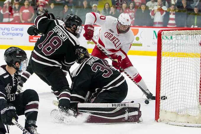 Photo By: Omar Phillips 2017 Cornell's Beau Starrett (10 - Cornell) scores the game winning goal in a 4-3 win vs Union (Omar Phillips 2017)