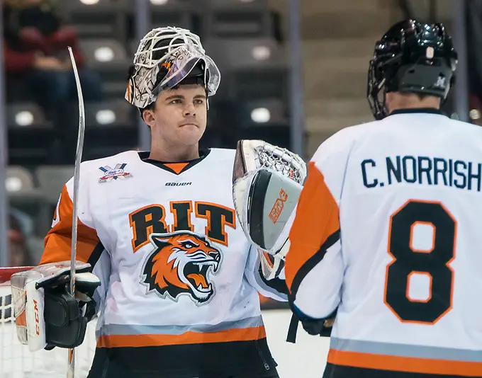 Logan Drackett (30 - RIT) and Chase Norrish (8 - RIT) (2017 Omar Phillips)