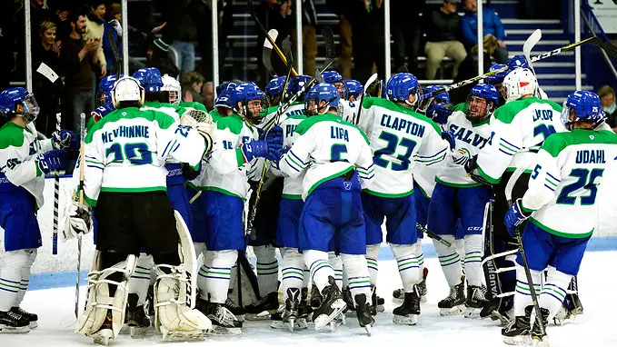 Salve Regina celebrates advancing to the Frozen Four Salve Regina celebrates advancing to the Frozen Four (Rob McGuinness)