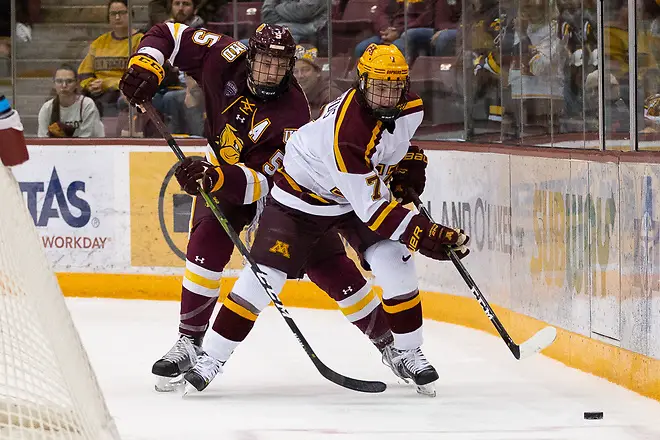 7 Oct 18: The University of Minnesota Golden Gophers host the University of Minnesota Duluth Bulldogs in a non-conference matchup at 3M Arena at Mariucci in Minneapolis, MN. (Jim Rosvold/University of Minnesota)