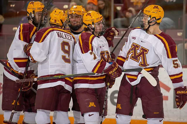 Photo By: Jim Rosvold/University of Minnesota 20 Oct 18: The University of Minnesota Golden Gophers host the Trinity Western University Spartans in an exhibition matchup at 3M Arena at Mariucci in Minneapolis, MN. Photo: Jim Rosvold/University of Minnesota (Jim Rosvold/University of Minnesota)