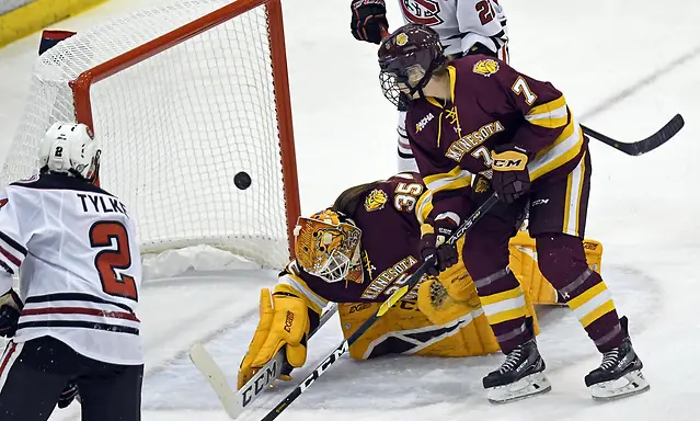 Julia Tylke scores the game-winner against Minnesota Duluth. Julia Tylke scores the game-winner against Minnesota Duluth. (St. Cloud State Athletics)