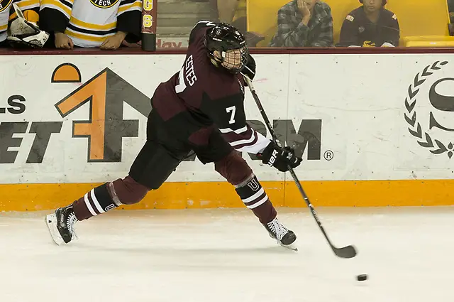 Photo By: Jim Rosvold/USCHO.com 6 Oct 17: Brandon Estes (Union - 7). The Union College Dutchmen play against Michigan Technological University Huskies in the 2017 Icebreaker Tournament at Amsoil Arena in Duluth, MN. (Jim Rosvold/USCHO.com)