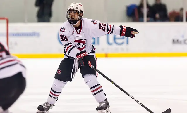 Photo By: Bradley K. Olson Robby Jackson (SCSU-23) 17 Feb.11 Miami of Ohio and St. Cloud State University meet in a NCHC conference match-up at theHerb Brooks National Hockey Center (Bradley K. Olson)
