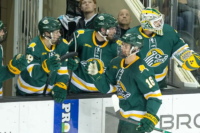 Photo By: Bradley K. Olson Nicolas Erb-Ekholm (Alaska Anchorage-16) 2018 November 17 The University of North Dakota hosts Western Michigan in a NCHC matchup at the Ralph Engelstad Arena in Grand Forks, ND (Bradley K. Olson)