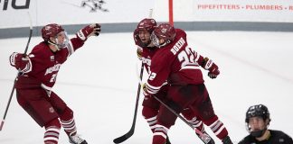 PROVIDENCE, RI - NOVEMBER 10: UMass visits Providence College during NCAA hockey at the Schneider Arena on November 10, 2018 in Providence, Rhode Island. (Photo by Rich Gagnon) (Rich Gagnon)