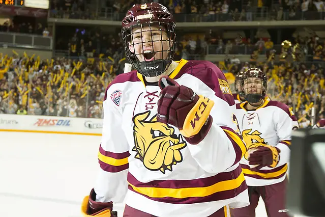 6 Oct 17: Mikey Anderson (Minnesota Duluth - 3). The University of Minnesota Duluth Bulldogs host the University of Minnesota Golden Gophers in the 2017 Icebreaker Tournament at Amsoil Arena in Duluth, MN. (Jim Rosvold/USCHO.com)