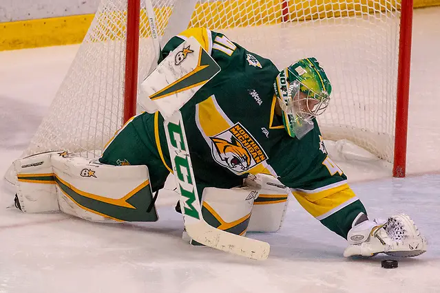 19 Oct 18: Atte Tolvanen (Northern Michigan - 41). The St. Cloud State University Huskies host the Northern Michigan University Wildcats in a non-conference matchup at the Herb Brooks National Hockey Center in St. Cloud, MN. (Jim Rosvold)