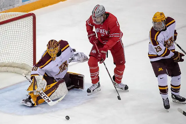 30 Nov 18:  The University of Minnesota Golden Gophers host the Ohio State University Buckeyes in a B1G conference matchup at 3M Arena at Mariucci in Minneapolis, MN.  Photo: Jim Rosvold (Jim Rosvold/University of Minnesota)