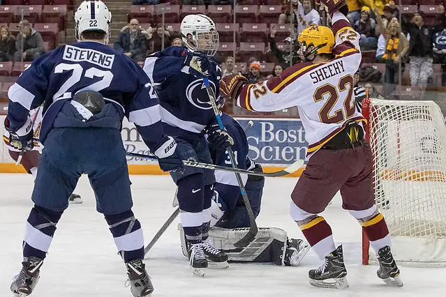 4 Jan 19: The University of Minnesota Golden Gophers host the Penn State University Nittany Lions in B1G matchup at 3M at Mariucci Arena in Minneapolis, MN (Jim Rosvold)