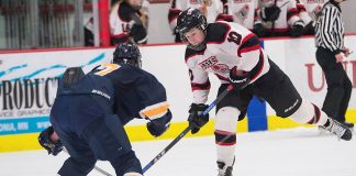 Callie Hoff (10) takes a shot in the second period against UW-Eau Claire in the O