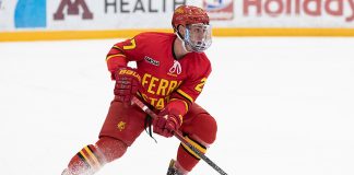 28 Dec 18: The University of Minnesota Golden Gophers host the Ferris State University Bulldogs in a non-conference matchup at 3M at Mariucci Arena in Minneapolis, MN (Jim Rosvold/University of Minnesota)