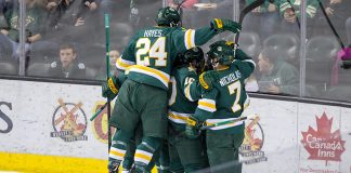 2018 November 17 The University of North Dakota hosts Western Michigan in a NCHC matchup at the Ralph Engelstad Arena in Grand Forks, ND (Bradley K. Olson)