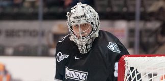 Hayden Hawkey (31 - Providence) had 36 saves in a 5-1 win at RIT (Omar Phillips)