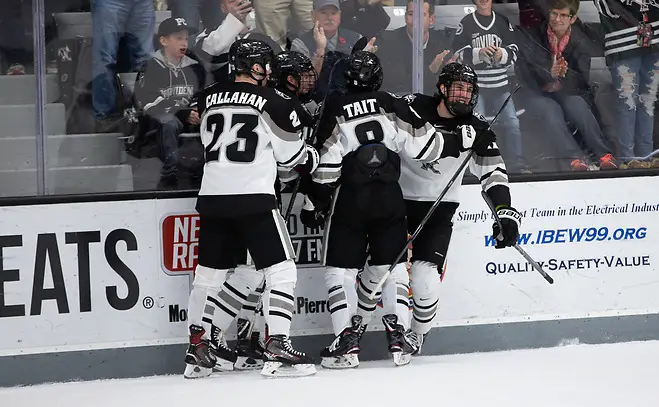 PROVIDENCE, RI - NOVEMBER 10: UMass visits Providence College during NCAA hockey at the Schneider Arena on November 10, 2018 in Providence, Rhode Island. (Photo by Rich Gagnon) (Rich Gagnon)