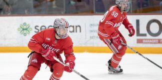 30 Nov 18: The University of Minnesota Golden Gophers host the Ohio State University Buckeyes in a B1G conference matchup at 3M Arena at Mariucci in Minneapolis, MN. Photo: Jim Rosvold (Jim Rosvold/University of Minnesota)