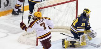 8 Mar 19: The University of Minnesota Golden Gophers host the University of Michigan Wolverines in quarterfinal round of the 2019 B1G Men