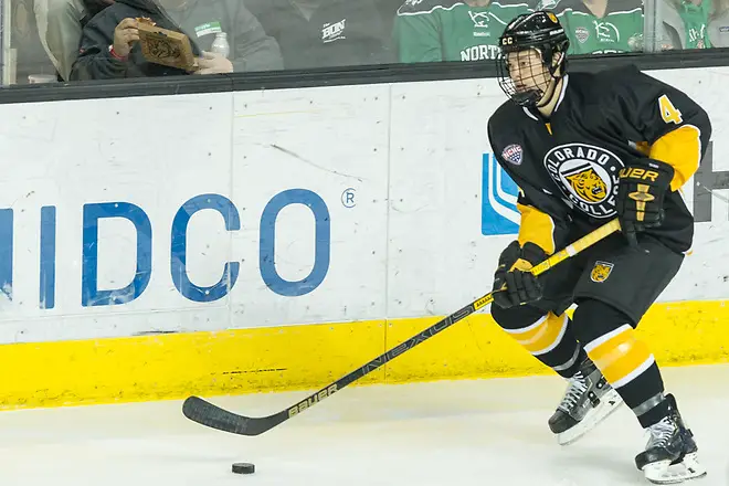 Bryan Yoon (Colorado College-4) 2019 January 12 University of North Dakota hosts Colorado College in a NCHC matchup at the Ralph Engelstad Arena in Grand Forks, ND (Bradley K. Olson)