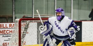 Kenzie Torpy plays goal during a women