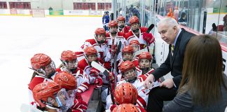 Kevin Houle behind the bench at Plattsburgh (Plattsburgh Athletics)